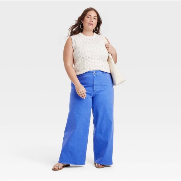 Women's High-Rise Sailor Wide Leg Ankle Jeans - Universal Thread size 10 Reg - Picture 1 of 5